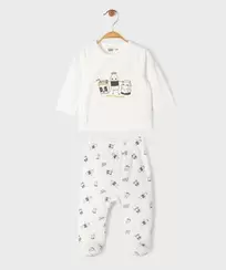 Pyjama en velours 2 pièces motif bébé