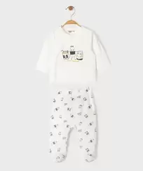Pyjama en velours 2 pièces motif bébé