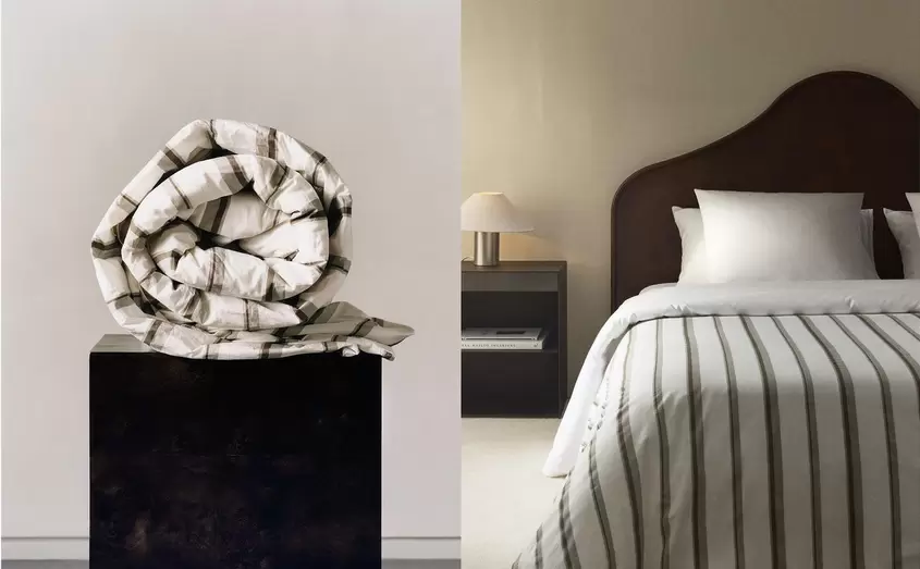 HOUSSE DE COUETTE PERCALE DE COTON À BANDES (300 FILS)