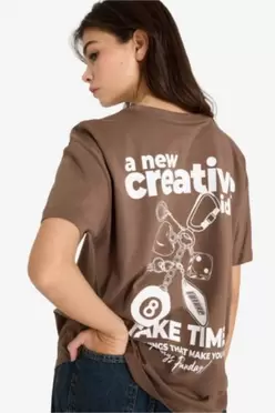 T-shirt oversize imprimé à col rond et manches courtes