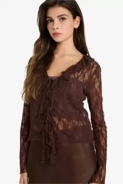 Blouse en dentelle à manches longues Coupe ajustée