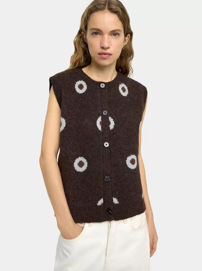 Gilet jacquard à pois