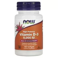 Now Foods Vitamine D3 haute efficacité, 125 µg (5000 UI), 120 capsules
