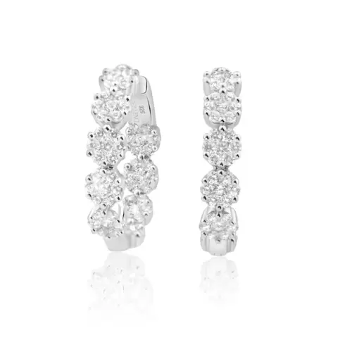 Créoles marguerites Excellence en Argent 925 Rh serties de zirconiums