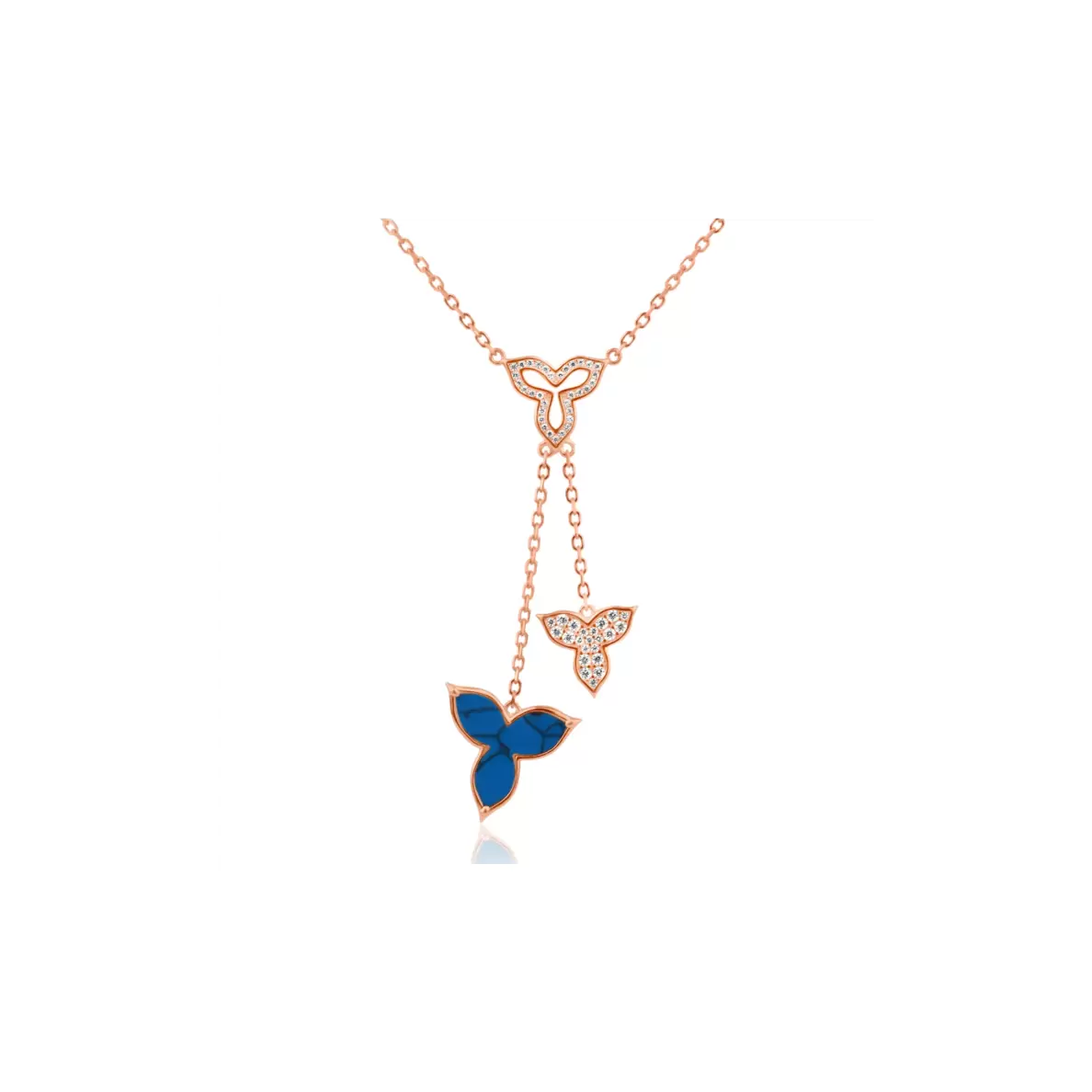 Collier Flower Excellence en Argent 925 R.Gold & turquoise