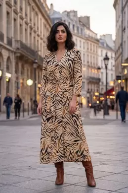 ROBE IMPRIMÉE À CEINTURE