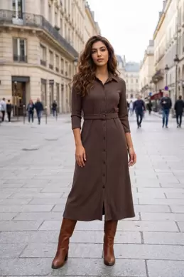 ROBE CHEMISE À CEINTURE