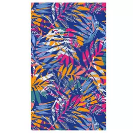 Serviette de plage taille L 145 x 85 cm, imprimé jungle bleu