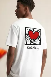 Tee shirt imprimé devant dos licence Keith Haring