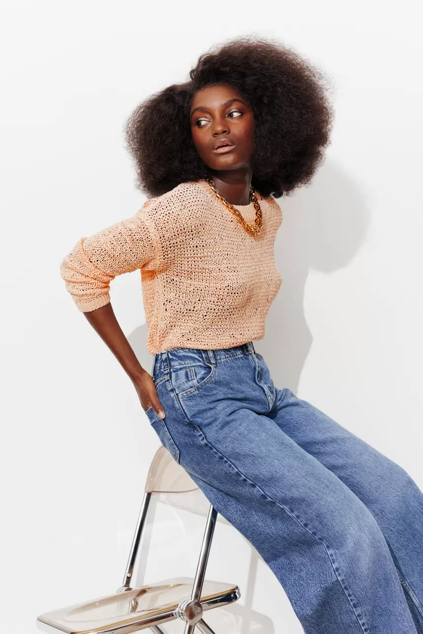 Pull en maille ruban Femme