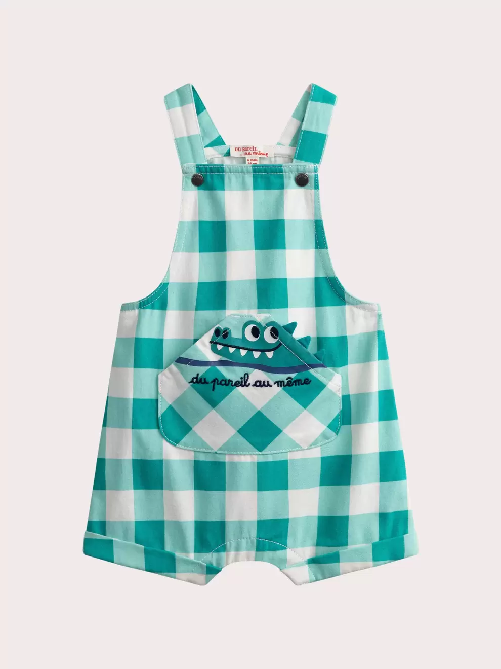 Checkered short overalls for baby boy