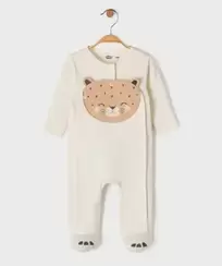Pyjama en coton ouvert devant motif félin bébé fille