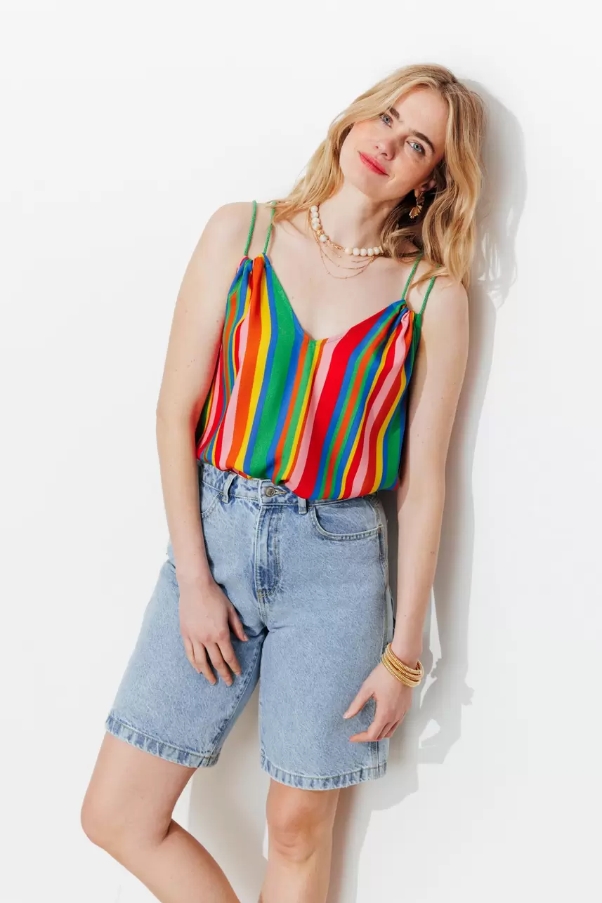 Top rayé à bretelles nouées
