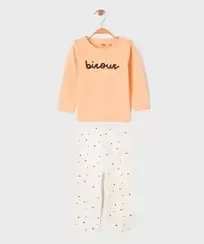 Pyjama 2 pièces bicolore en coton bébé fille