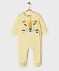 Pyjama en coton ouvert devant motif félin bébé garçon