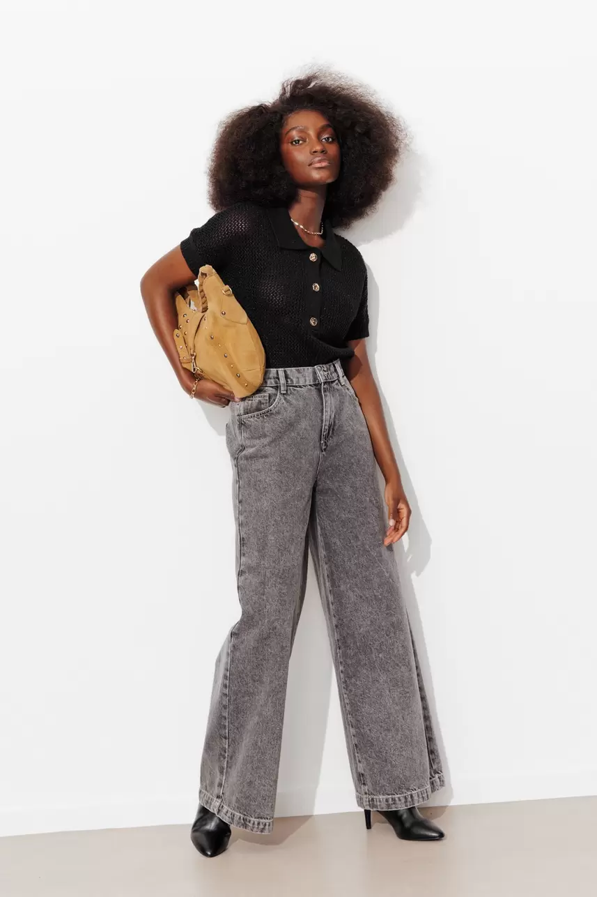 Pull polo pailleté Femme