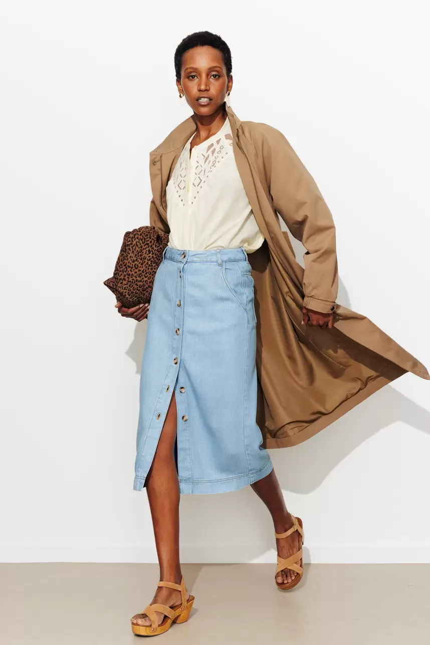 Jupe midi en lyocell Femme