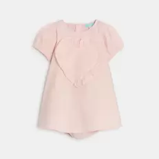 Robe cœur brodé rose bébé fille