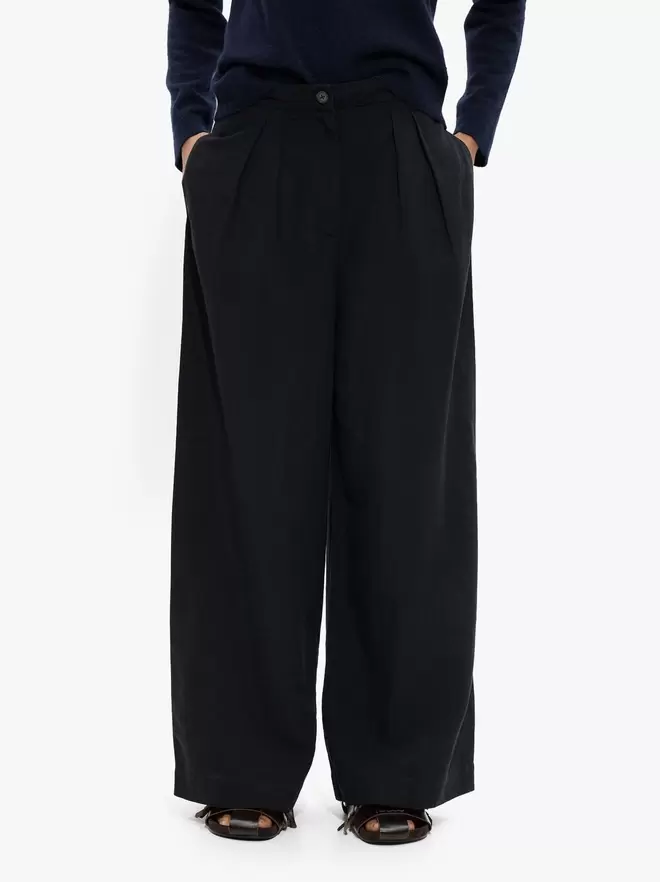 Pantalon avec mélange de lin et de lyocell