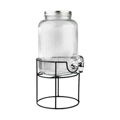 DISTRIBUTEUR DE BOISSONS EN VERRE SUPPORT MÉTAL 5.5L