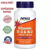 Now Foods Vitamin D-3 & K-2 120 Veg Capsules