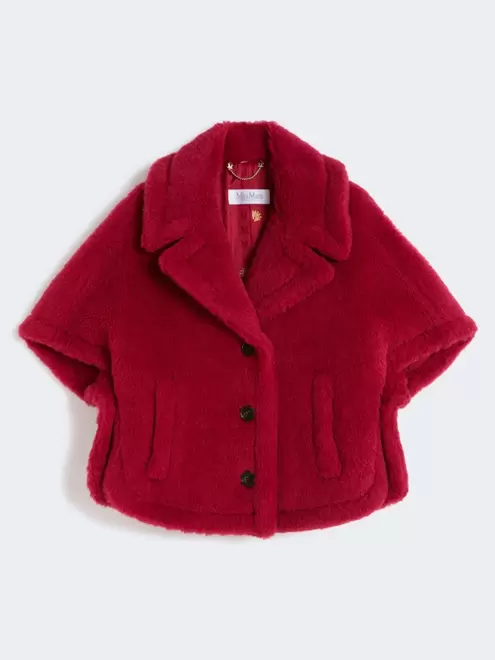 Alpaca and wool Teddy fabric cape - RED