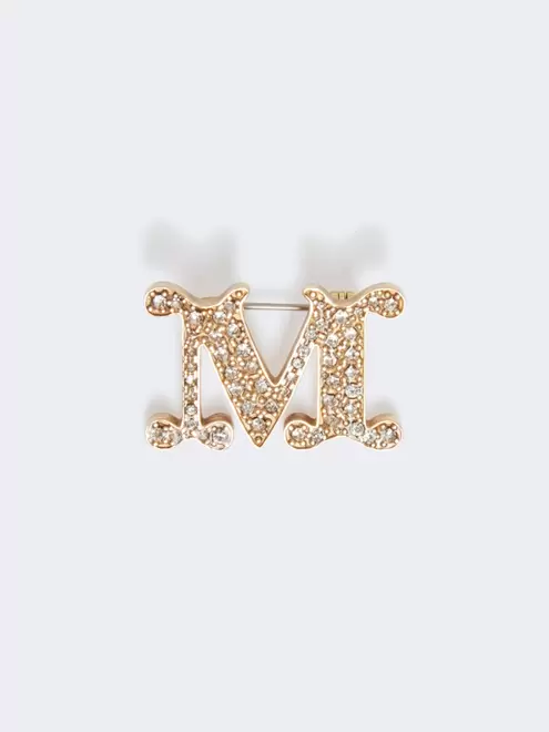 Crystal-adorned Monogram brooch - OPTICAL WHITE
