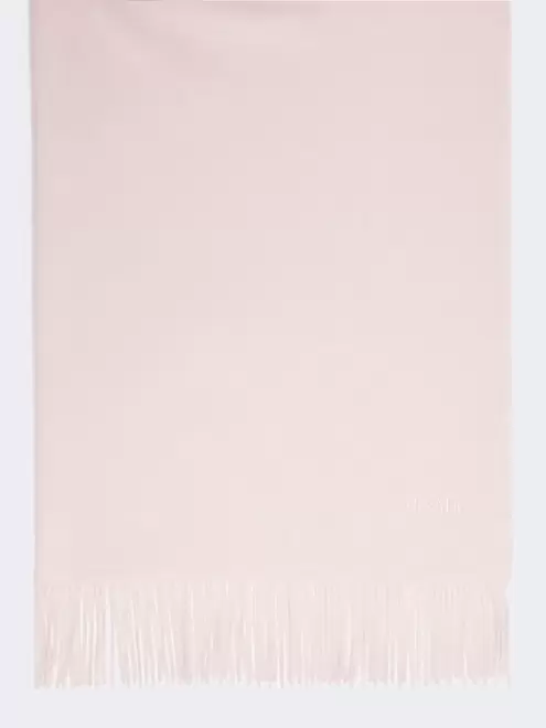 Embroidered and fringed cashmere stole - PINK