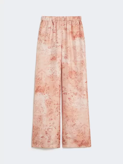 Wide-fit printed silk trousers - PINK