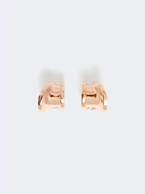 Asymmetric metal earrings - BRONZE