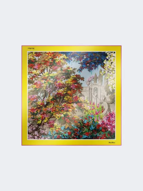 Printed silk foulard - PALE YELLOW