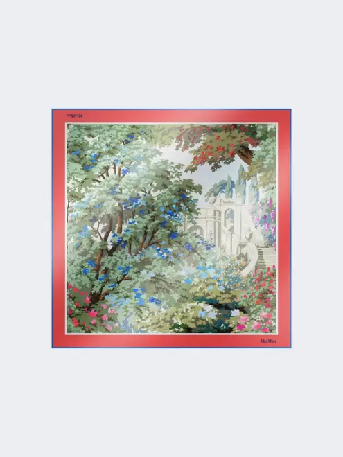 Printed silk foulard - ANTIQUE ROSE