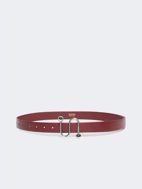 Leather belt with S buckle - BORDEAUX