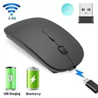 Souris rechargeable portable sans fil silencieuse compatible Bluetooth et USB 2,4 GHz.