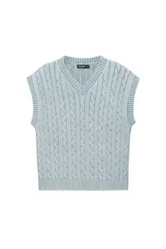 Gilet en maille torsadée délavé