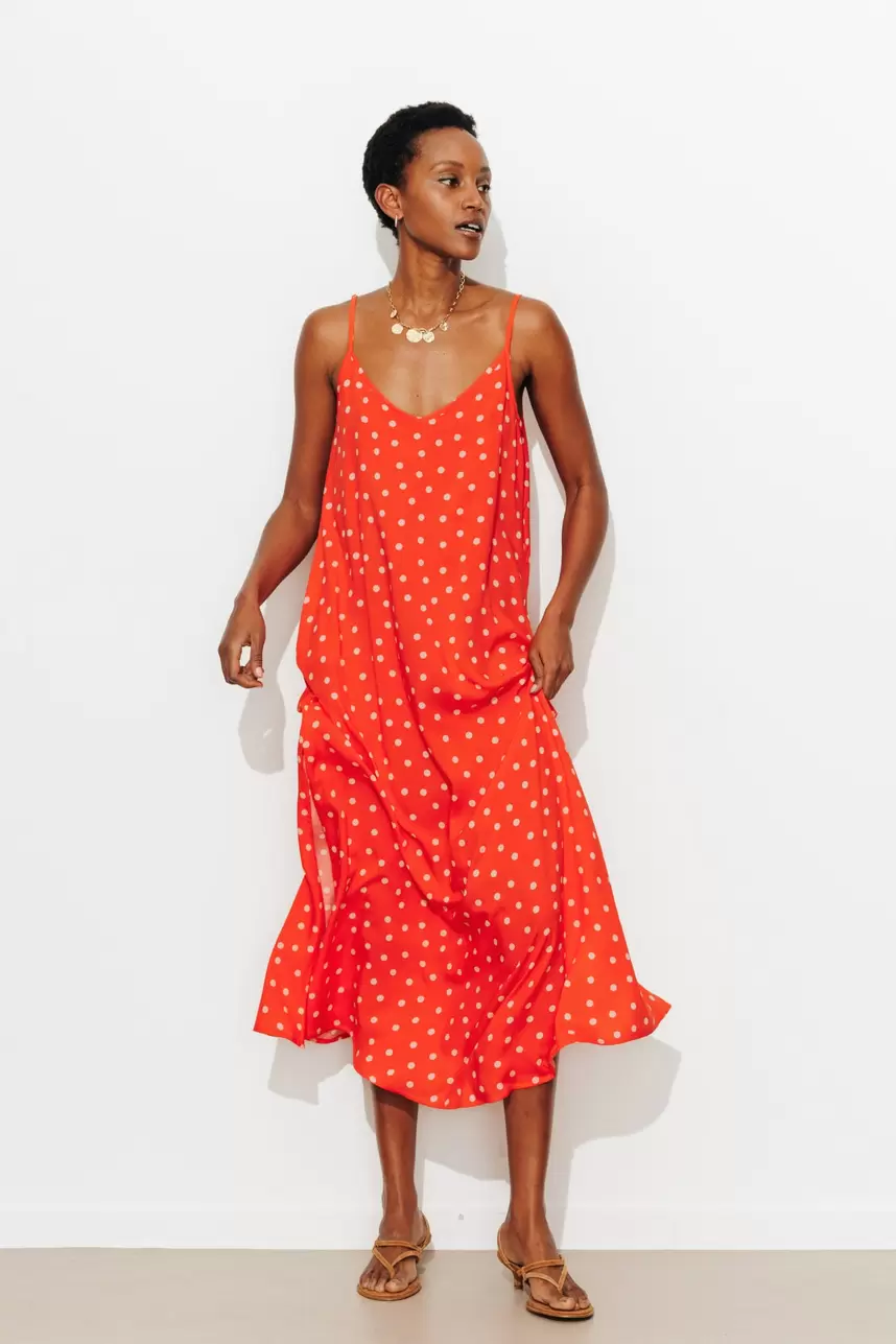 Robe longue à pois Femme