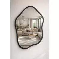 Miroir Courbée 68X43CM noir cadre bois