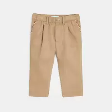 Pantalon souple taille élastiquée marron bébé garçon