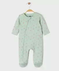 Pyjama en jersey de coton à motifs cerises ouverture zippée devant bébé