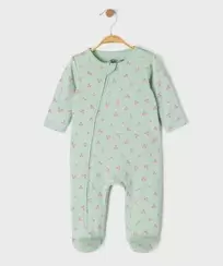 Pyjama en jersey de coton à motifs cerises ouverture zippée devant bébé