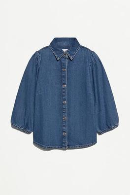 Puff sleeve denim shirt