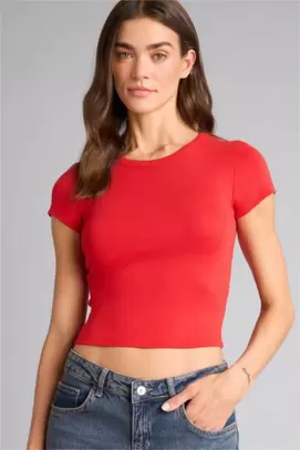 T-shirt côtelé Coupe ajustée