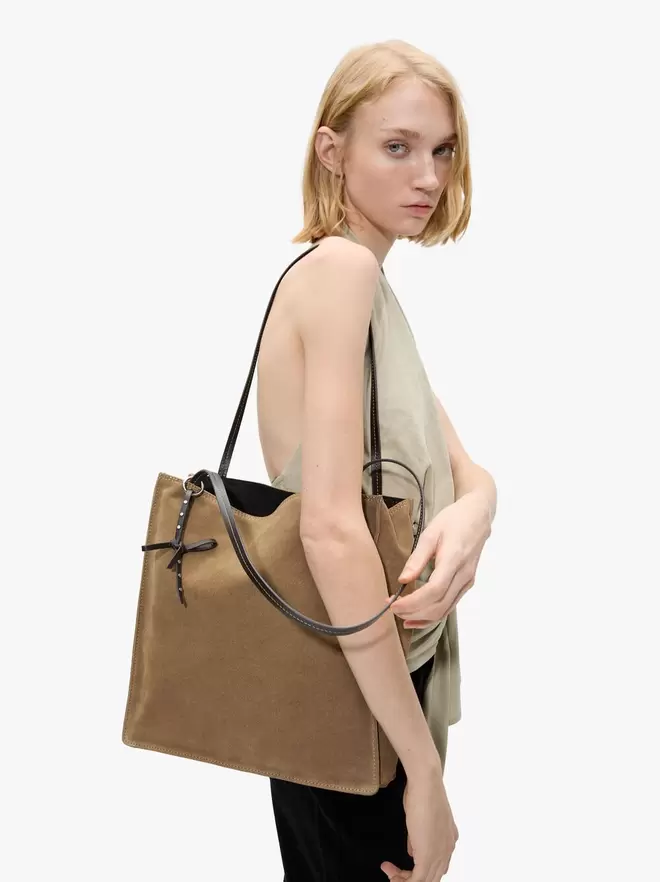 Sac shopper rectangulaire en cuir
