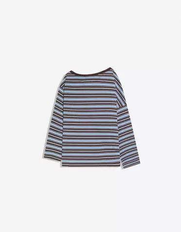 T-shirt à manches longues col asymétrique imprimé