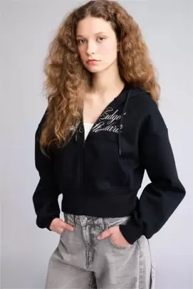 Sweat à capuche zippé imprimé