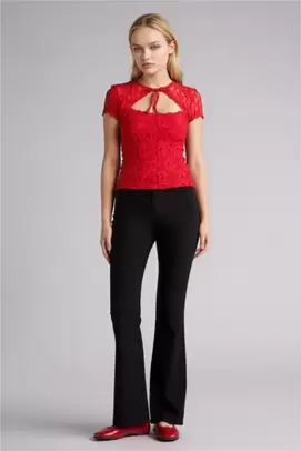 Pantalon bengaline évasé à taille normale