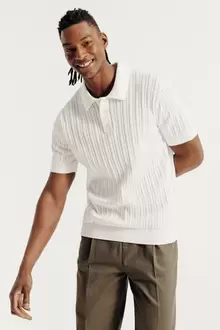 Polo en maille manches courtes jeux de points