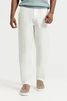 Pantalon chino loose 100% lin