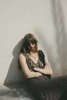 Mesh ruffle midi dress