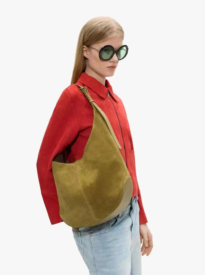 Sac rond en cuir avec pochette amovible